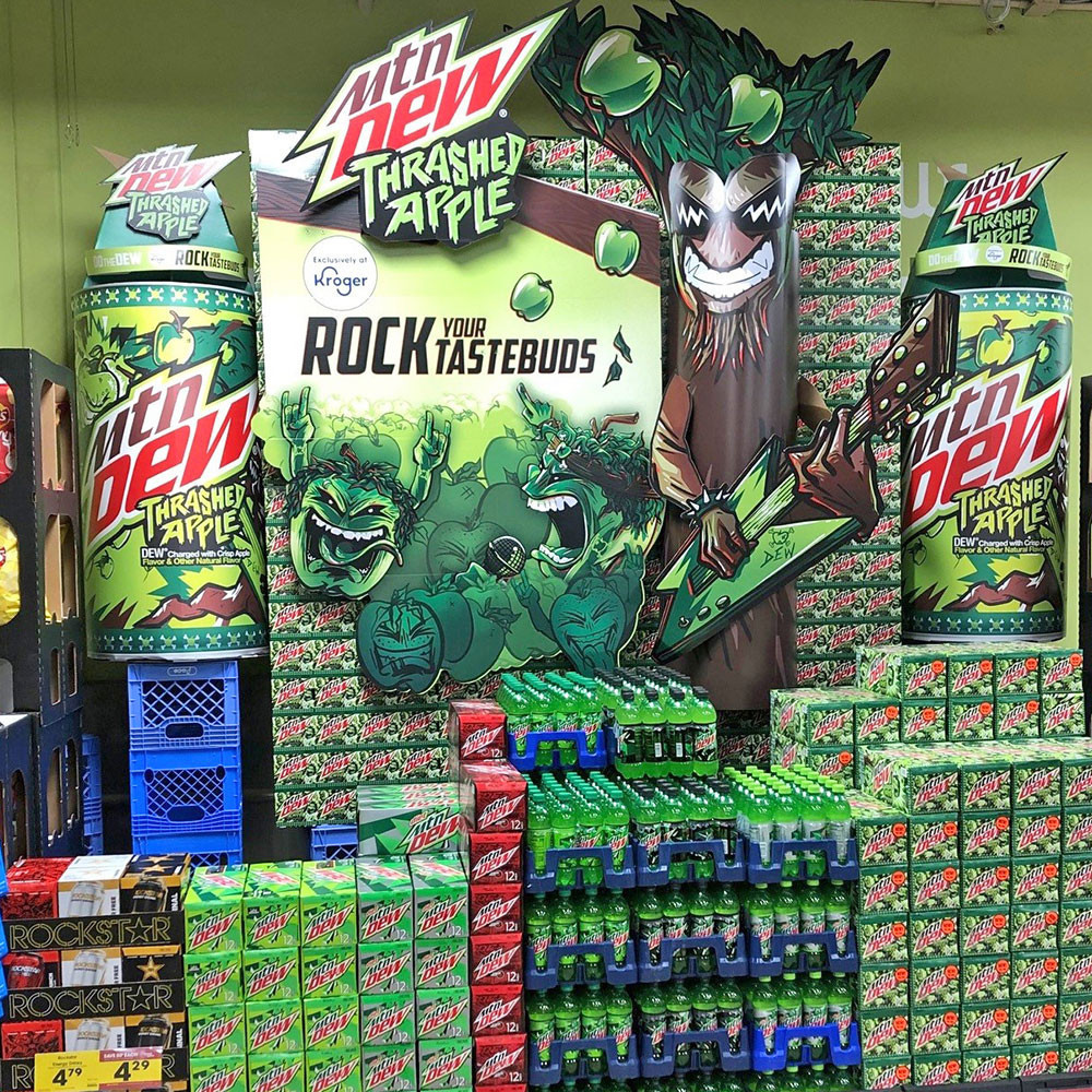mountain dew display inside store
